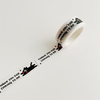 Cartoon Dog And Tulip Washi Tape 5 M - Jumping Cat With English Text