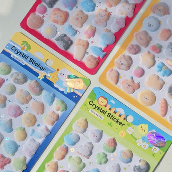 3D Flocked Cat Dog And Bird Stickers