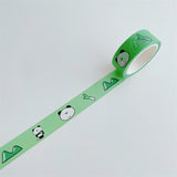 Cat Paw And Bear Washi Tape 5 m - Green Cat And Bamboo