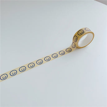 Kawaii Smiley Cake And Bear Washi Tape - Khaki Smiley