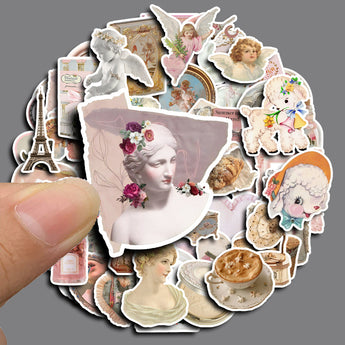 American Vintage Portrait Cartoon Sticker Pack