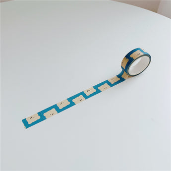 Kawaii Smiley Cake And Bear Washi Tape - Blue Big Face Bear