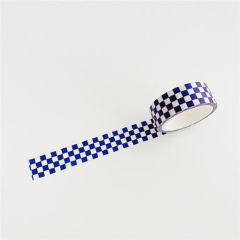 Klein Blue Grid And Smiley Face Washi Tape - Blue And White Grid