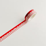 Cartoon Dog And Tulip Washi Tape 5 M - Red Wavy Grid