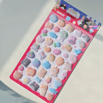3D Flocked Cat Dog And Bird Stickers - Kitty House