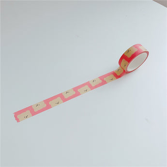 Kawaii Smiley Cake And Bear Washi Tape - Pink Big Face Bear