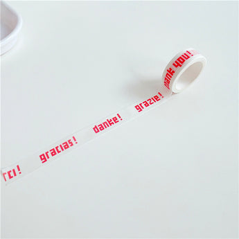 Klein Blue English Script Washi Tape - White French Script