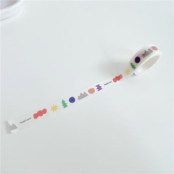 Klein Blue English Script Washi Tape - White Hand Drawn
