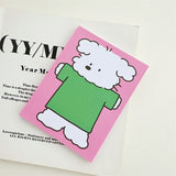 Non-Adhesive Green Puppy And Floral Cartoon Memo Pad