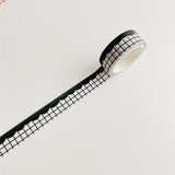 Cartoon Dog And Tulip Washi Tape 5 M - Black Wavy Grid