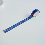 Klein Blue English Script Washi Tape - Dark Blue English Script