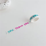 Cartoon Dog And Smiley Face Washi Tape 5 m - Pink And Blue Thank You