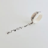Cute Dog Cartoon Washi Tape 5 m Roll - Black And White Alphabet Dog