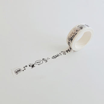 Cute Dog Cartoon Washi Tape 5 m Roll - Black And White Alphabet Dog