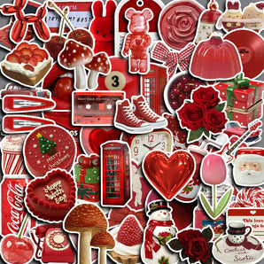 American Vintage Portrait Cartoon Sticker Pack - Vintage Red Portrait