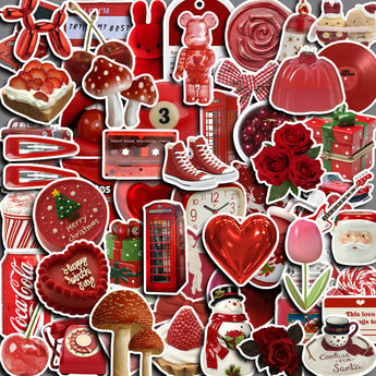 American Vintage Portrait Cartoon Sticker Pack - Vintage Red Portrait