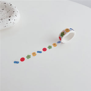 Cartoon Dog And Smiley Face Washi Tape 5 m - Colorful Candy Dots