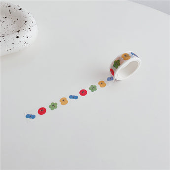 Cartoon Dog And Smiley Face Washi Tape 5 m - Colorful Candy Dots