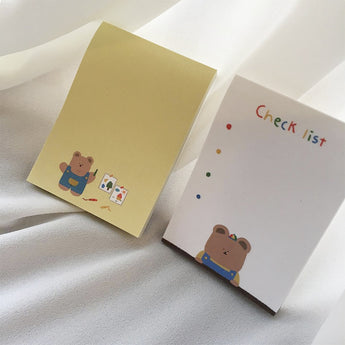 Chubby Bear Checklist Memo Pad In Yellow And White