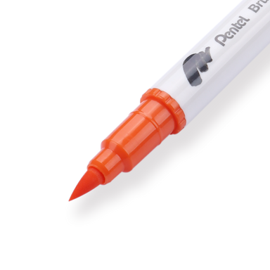 Pentel Brush Sign Pen Twin - Orange - Stationery Pal