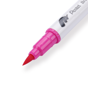 Pentel Brush Sign Pen Twin - Pink - Stationery Pal