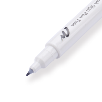 Pentel Brush Sign Pen Twin - Silver Gray - Stationery Pal