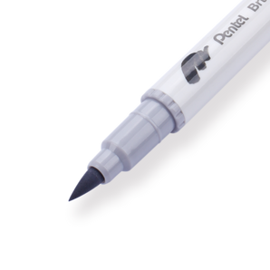 Pentel Brush Sign Pen Twin - Silver Gray - Stationery Pal