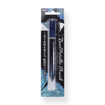 Pentel Dual Metallic Brush Pen - Blue + Metallic Green - Stationery Pal