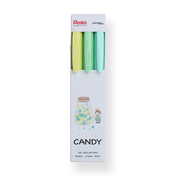 Pentel EnerGel Gel Pen 0.5mm - Set of 3 - Mint Candy - Stationery Pal