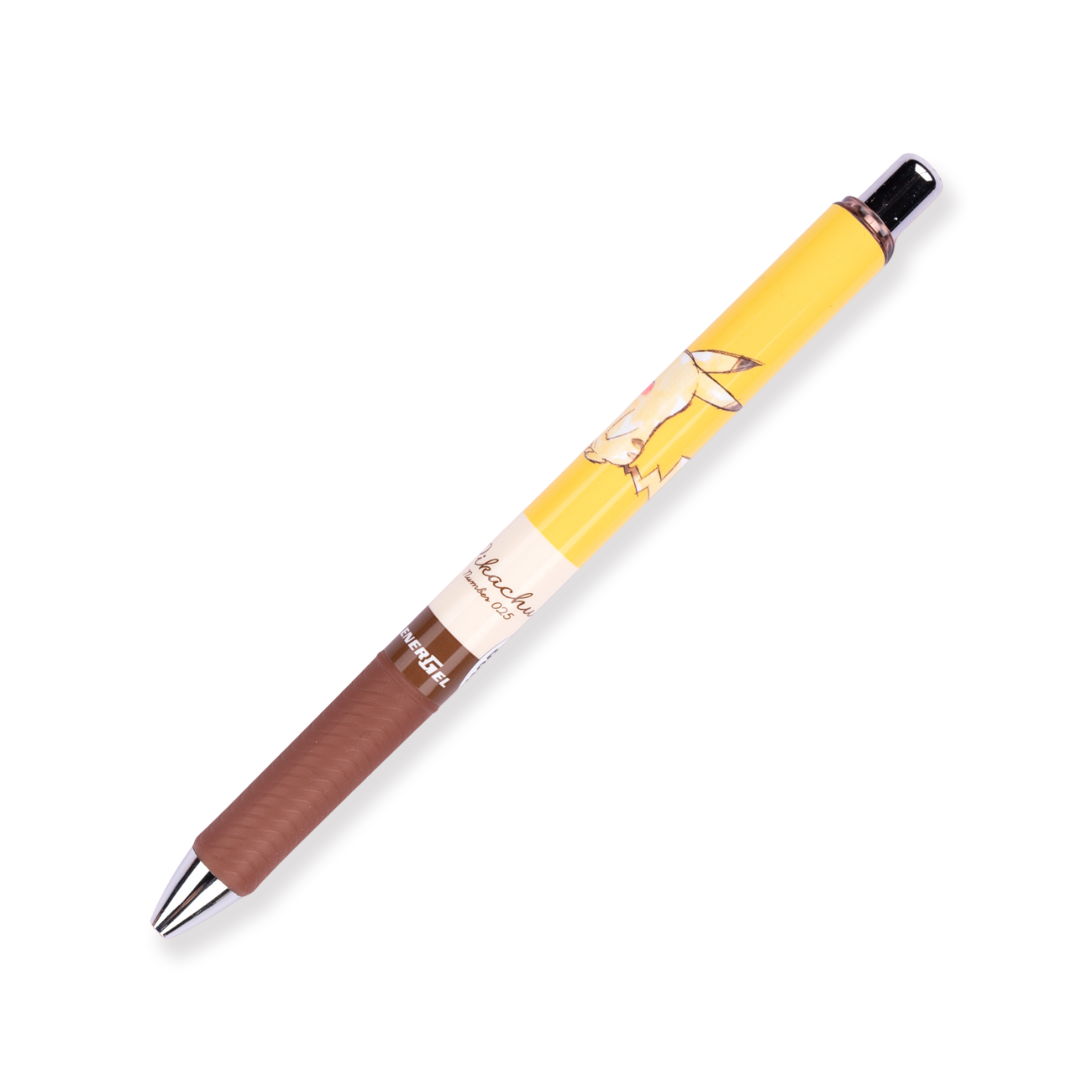 Bolígrafo de gel Pentel EnerGel Pikachu de edición limitada - 0,5 mm - Tinta negra - Agarre marrón