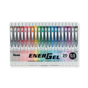 Pentel EnerGel RTX Gel Pen - Needle - 0.5 mm - 20 Color Set - Stationery Pal