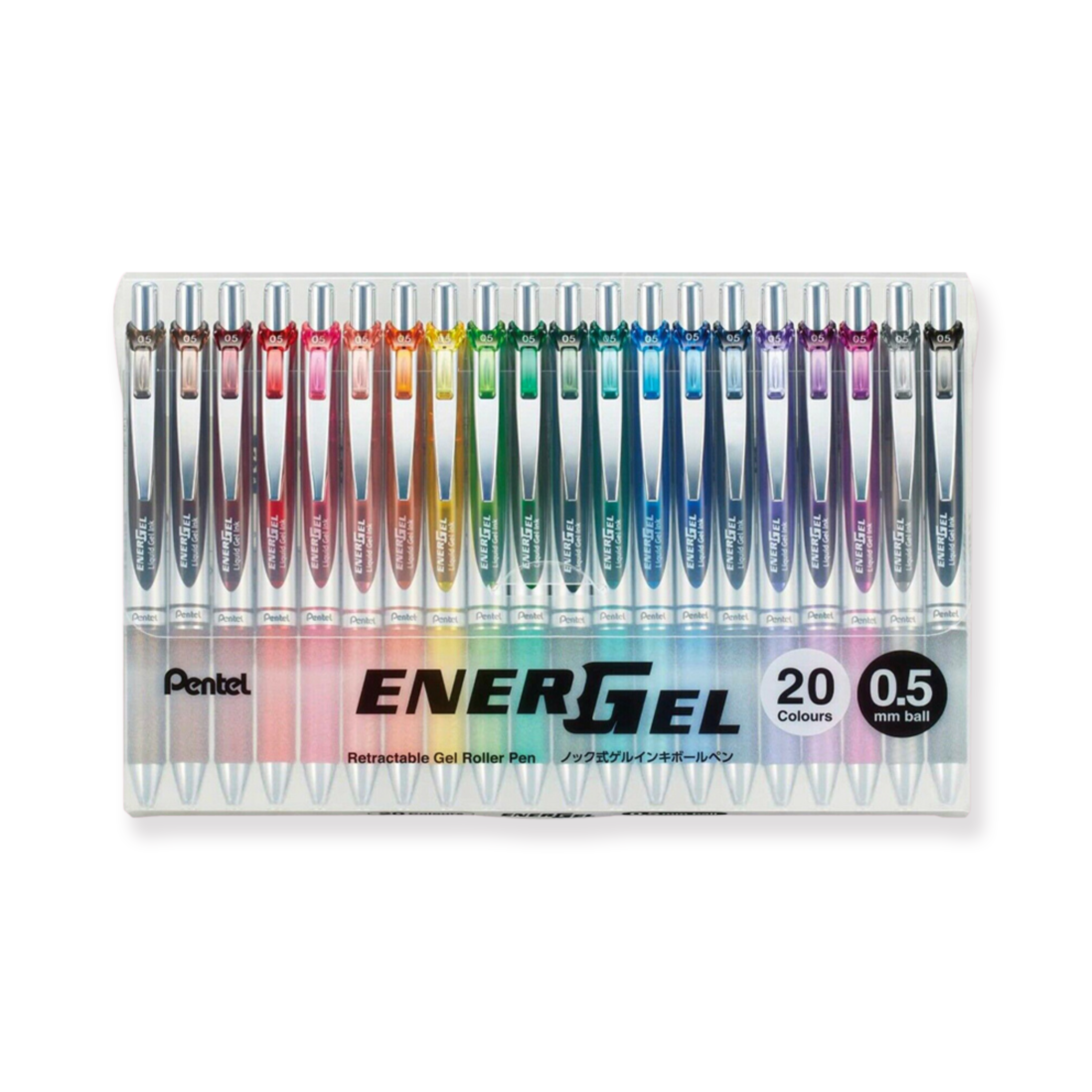 Bolígrafo de gel Pentel EnerGel RTX - Aguja - 0,5 mm - Juego de 20 colores