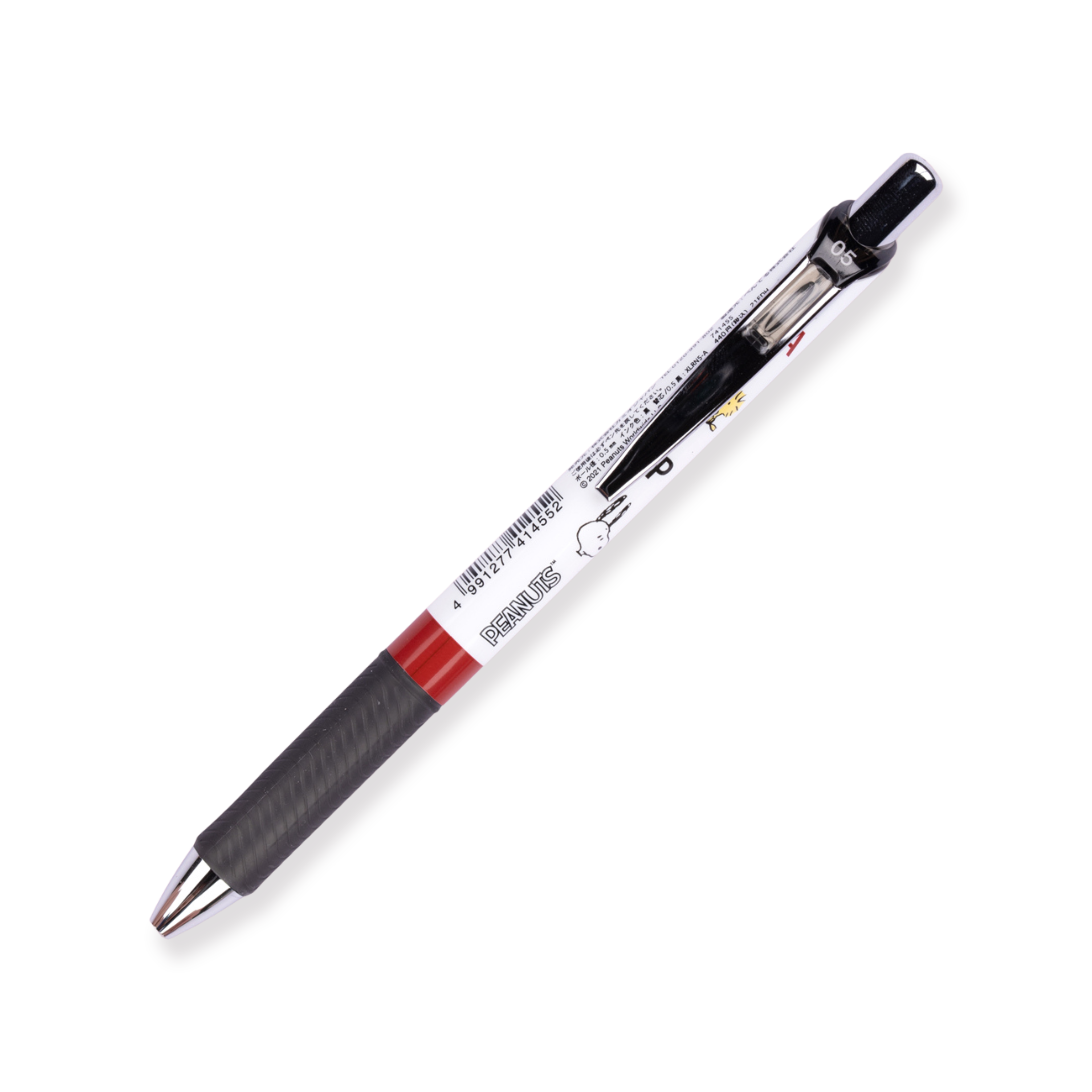 Bolígrafo de gel Pentel EnerGel Snoopy de edición limitada - 0,5 mm - Tinta negra - Agarre negro