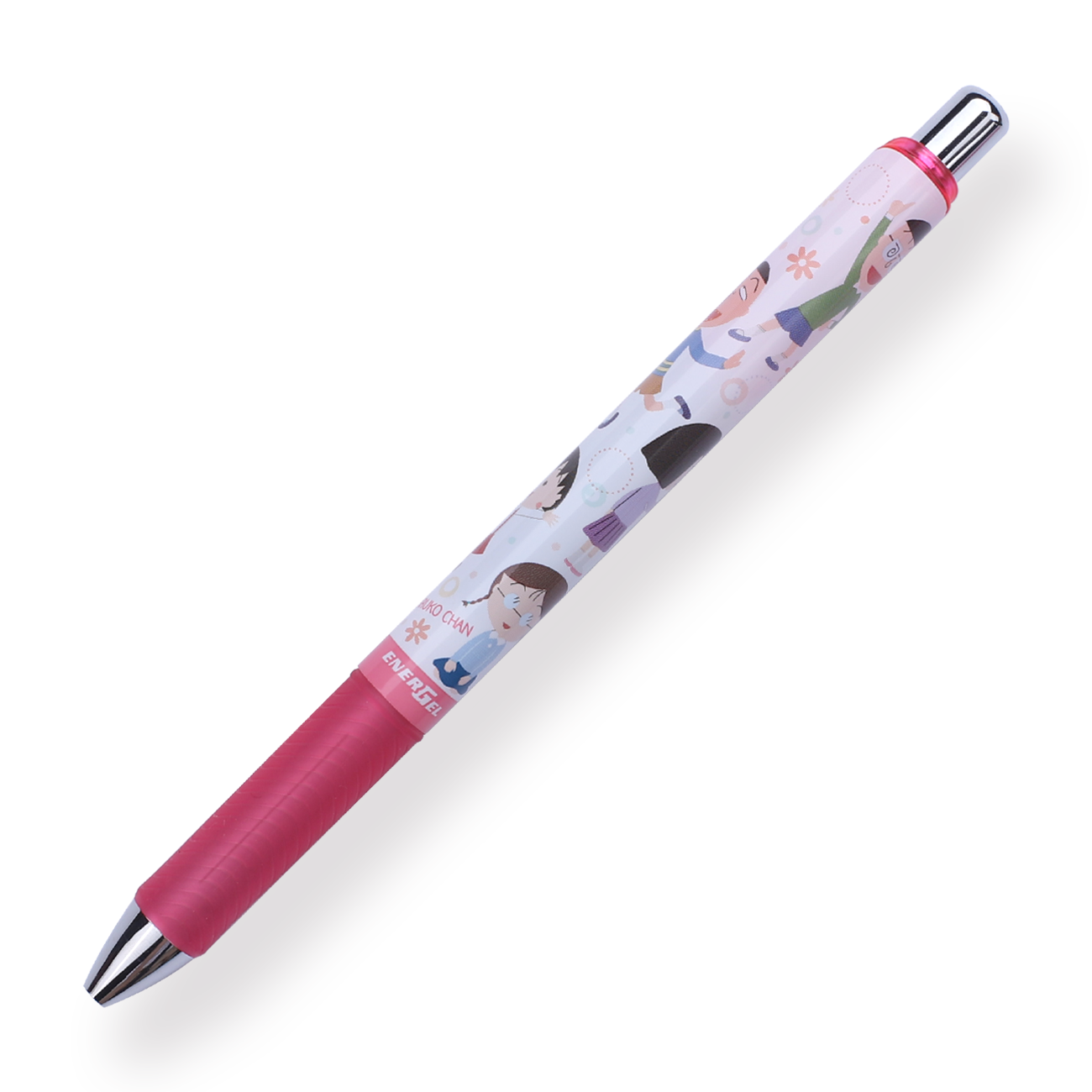 Pentel EnerGel x Chibi Maruko-Chan Limited Edition Gel Pen - 0.5 mm - Pink Body - Stationery Pal