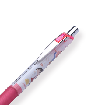 Pentel EnerGel x Chibi Maruko-Chan Limited Edition Gel Pen - 0.5 mm - Pink Body - Stationery Pal