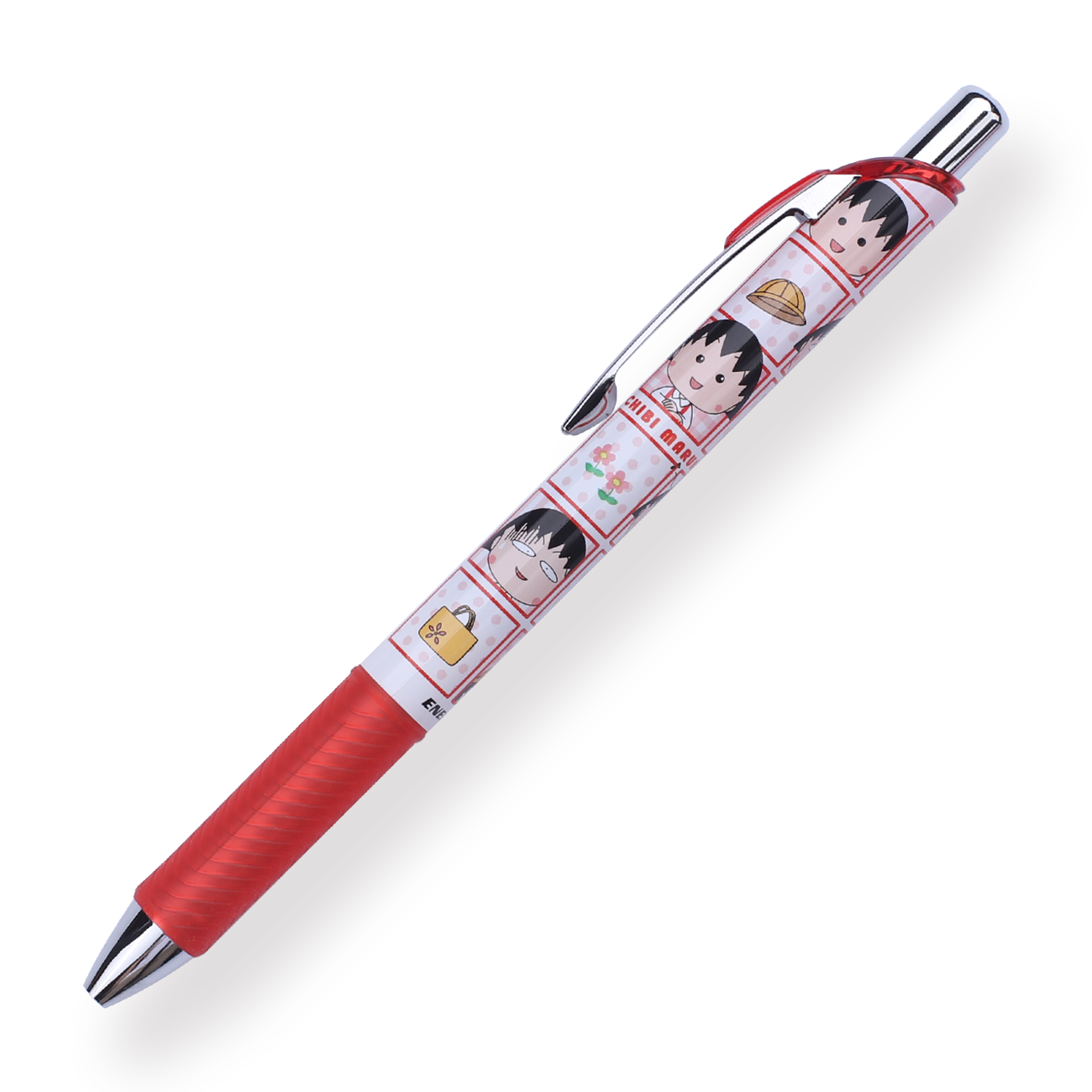 Pentel EnerGel x Chibi Maruko-Chan Limited Edition Gel Pen - 0.5 mm - Red Body - Stationery Pal