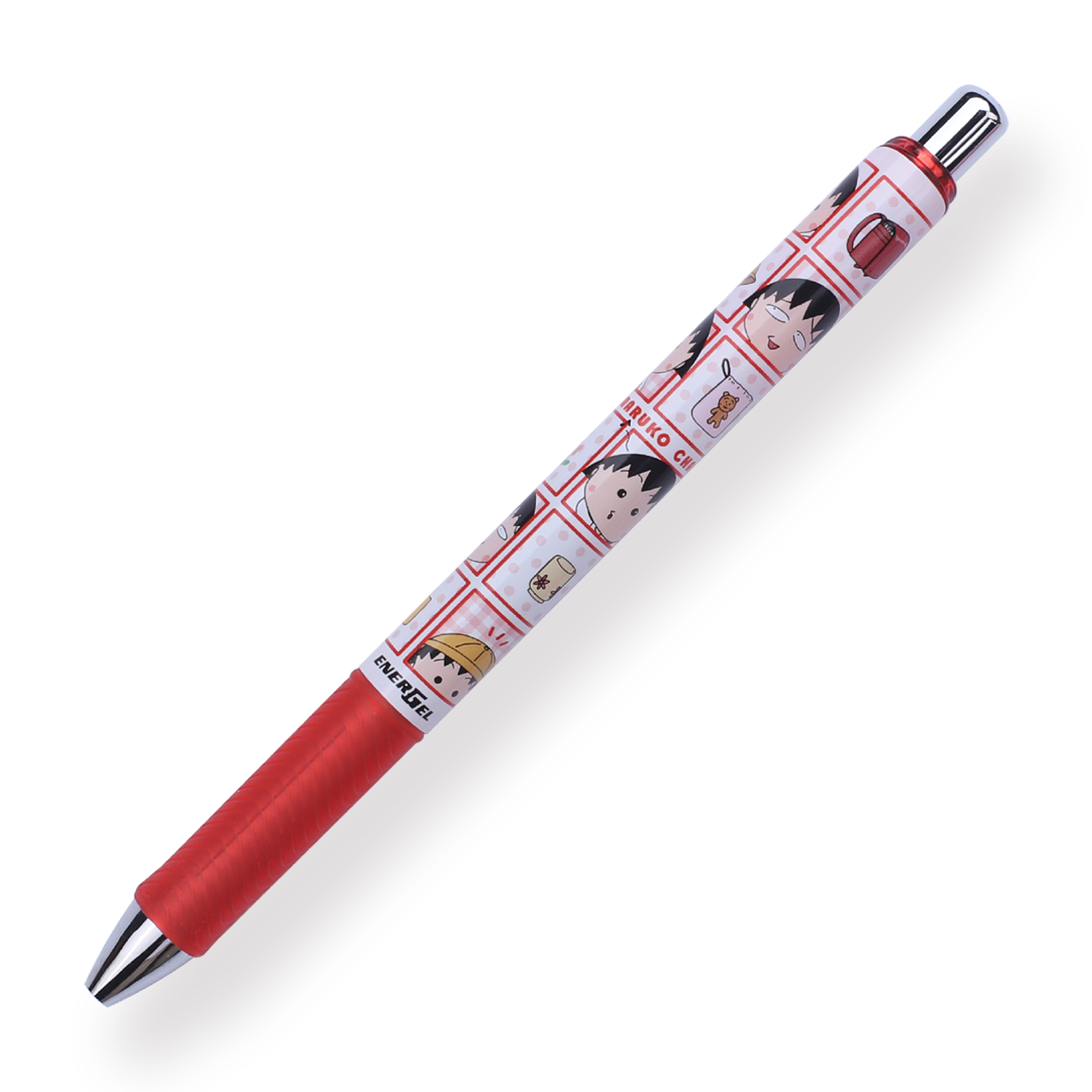 Pentel EnerGel x Chibi Maruko-Chan Limited Edition Gel Pen - 0.5 mm - Red Body - Stationery Pal