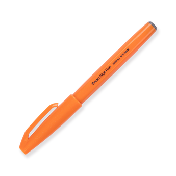 Pentel Fude Touch Brush Sign Pen - Orange - Stationery Pal