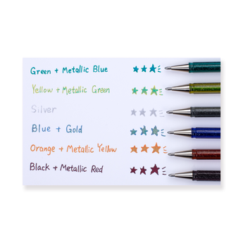 Pentel Limited Hybrid Dual Metallic Gel Pen - 1.0 mm - 6 Color Set - Stationery Pal