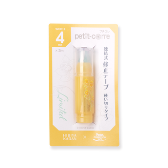 Pentel Petit-Corre X HIBIYA KADAN Correction Tape - Narcissus Yellow - Stationery Pal