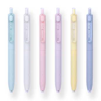 Platinum Pod Press Gel Pen - Set of 6 - 0.5 mm Stationery Pal Platinum Pod Press Gel Pen - Set of 6 - 0.5 mm Stationery Pal