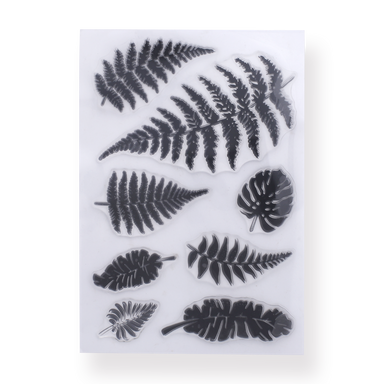 Retro Vintage Clear Silicone Stamp - Fern Leaves