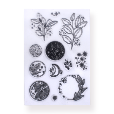 Retro Vintage Clear Silicone Stamp - Leaves