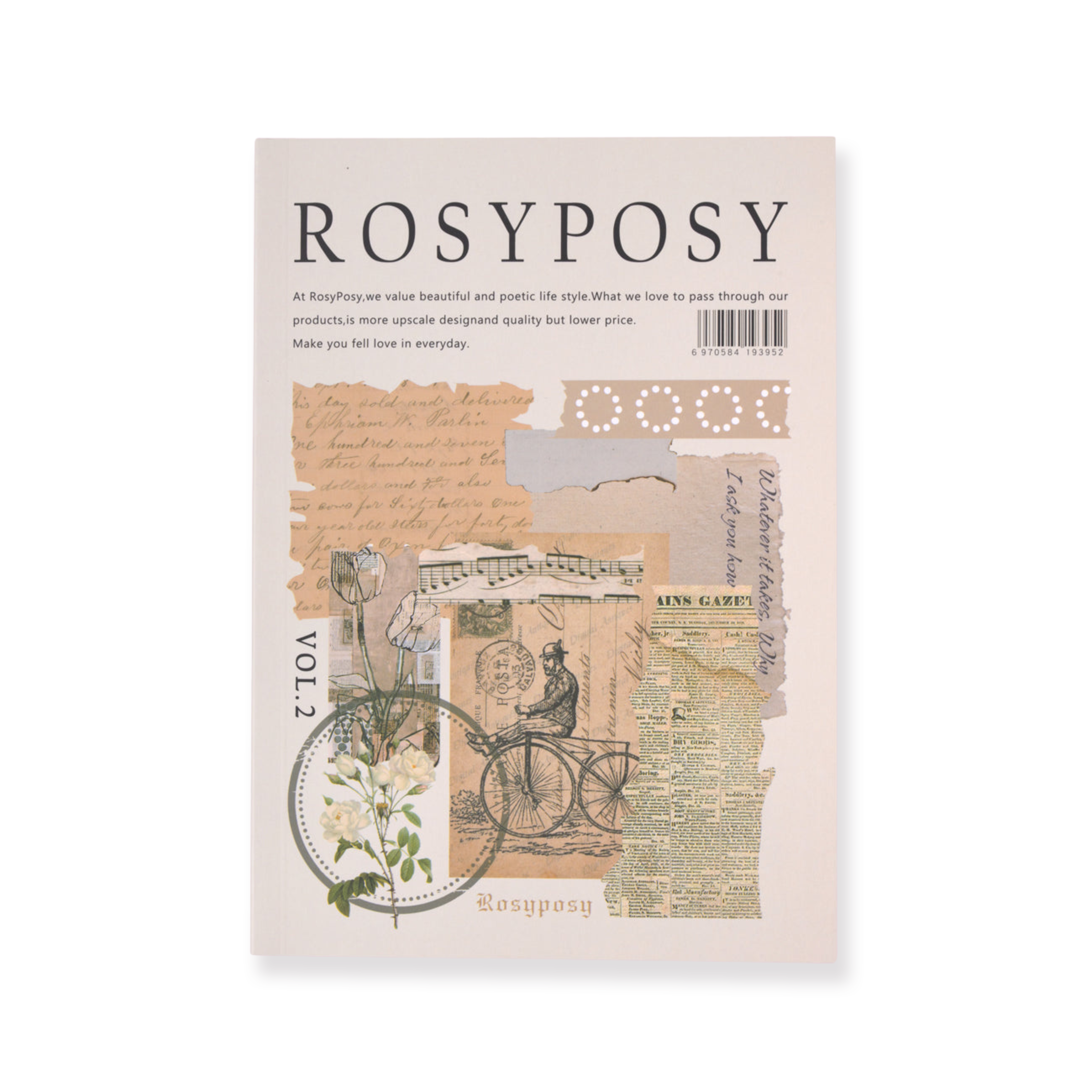 Rosy Posy Scrapbooking Paper Pad - Beige