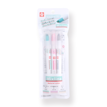 Sakura Mixline Highlighter - Set of 3 - Natural Color - Stationery Pal