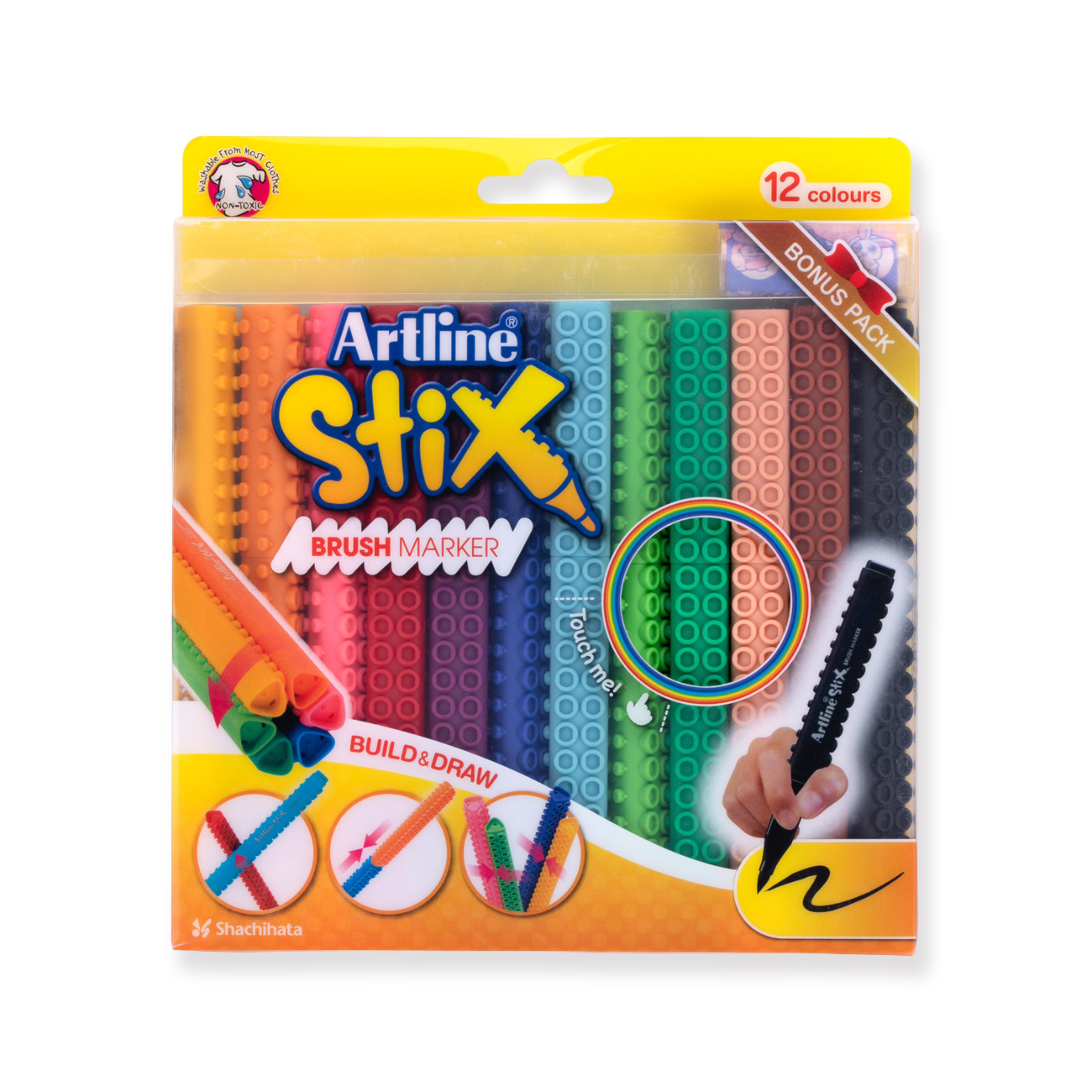 Shachihata Artline Stix Pinselmarker – 12 Farben Set