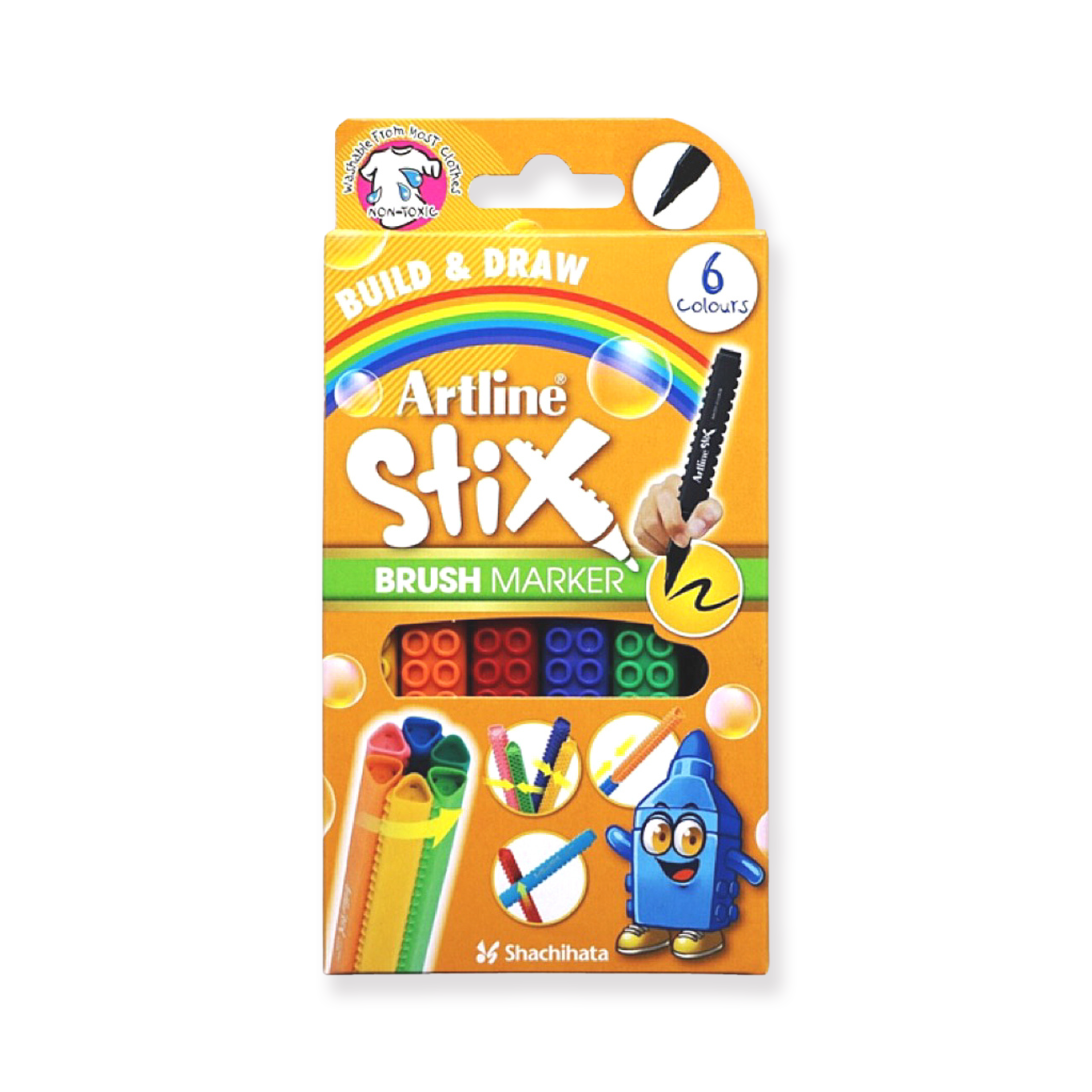 Shachihata Artline Stix Pinselstift - 6er-Farben-Set