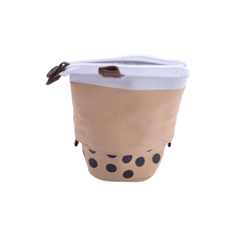 Slide Pen Pouch - Bubble Tea - Khaki - Stationery Pal