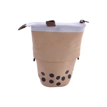 Slide Pen Pouch - Bubble Tea - Khaki - Stationery Pal