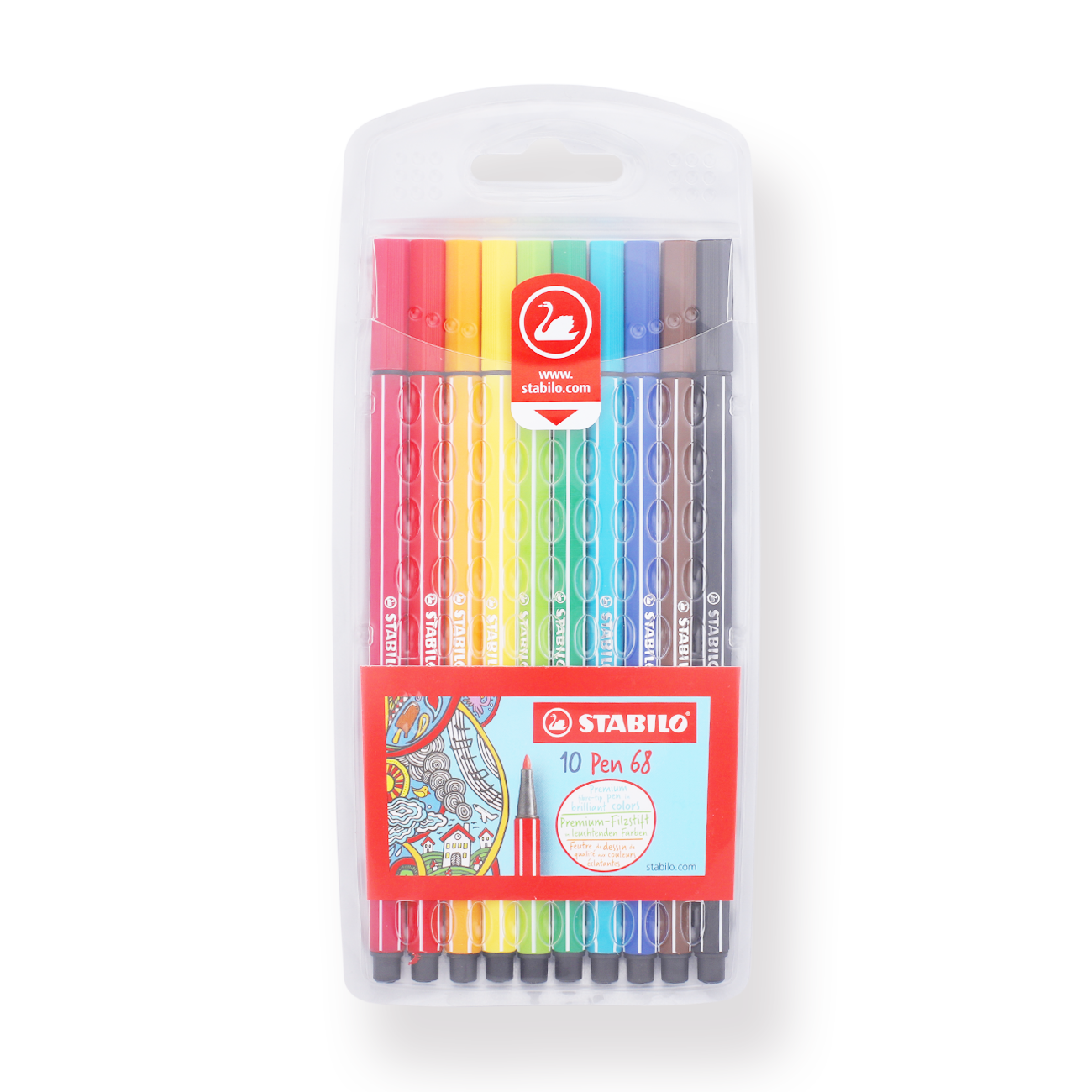 Premium felt-tip pen STABILO Pen 68 - pack of 10 colors